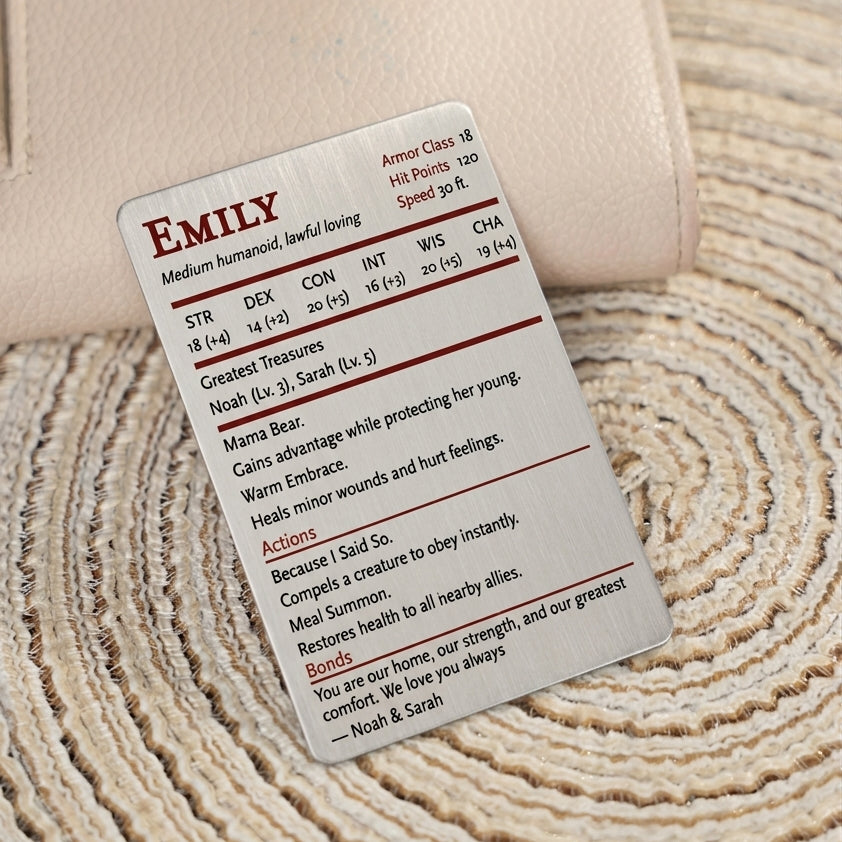 Personalized Mom Stat Block Card