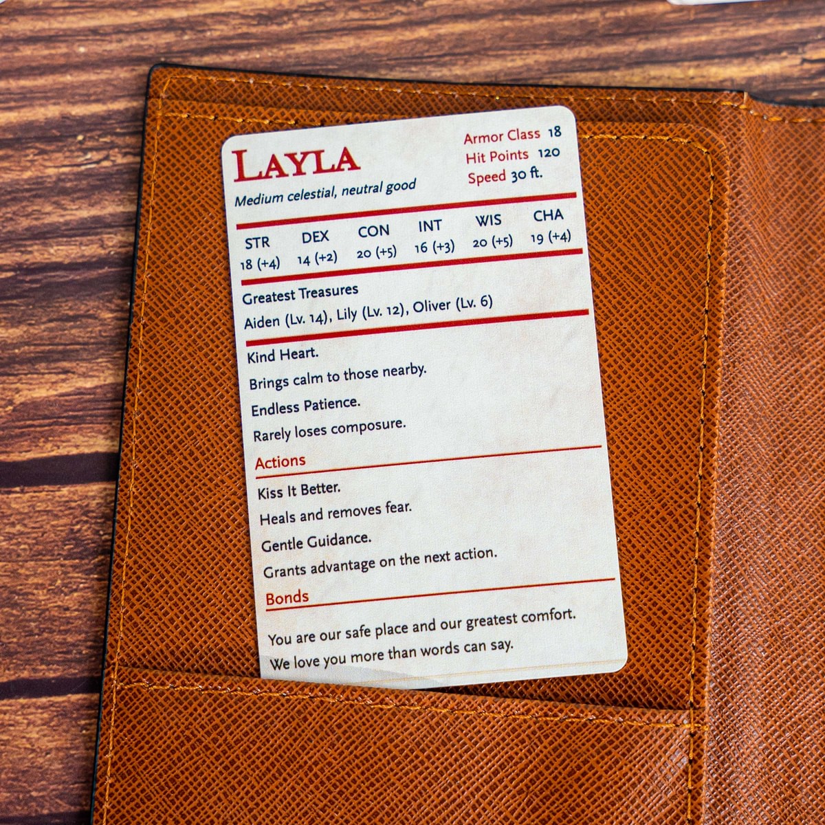 Personalized Mom Stat Block Card