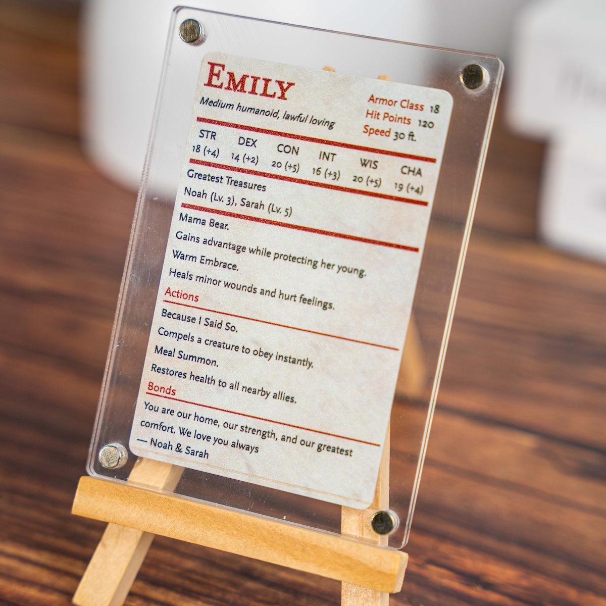 Personalized Mom Stat Block Card